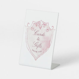 Elegante Roze Waterverf Crest Kaarten & Geschenken Reclamebord Met Voetstuk