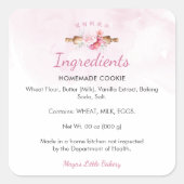 Elegante Roze Waterverf Deegroller Ingredient Vierkante Sticker (Voorkant)