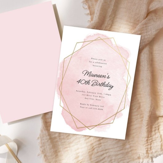 Elegante Roze Waterverf Elke Leeftijd Verjaardag Kaart