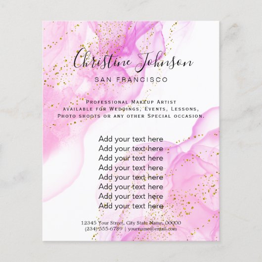 elegante roze waterverf faux glitter flyer (Voorkant)