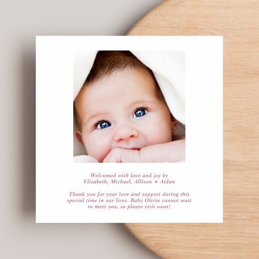 Elegante Roze Waterverf Foto Meisje Geboorte Aankondiging