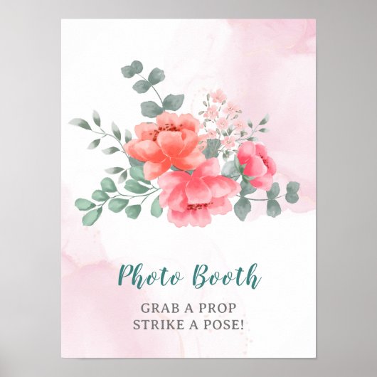 Elegante roze waterverf fotohokje poster (Voorkant)