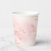 Elegante Roze Waterverf Goud Glitter Feest Papieren Bekers (Links)