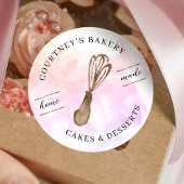 Elegante roze Waterverf & gouden glitter bakkerij Ronde Sticker