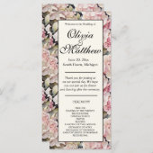 Elegante roze waterverf hortensia's Trouwprogramma (Voorkant / Achterkant)