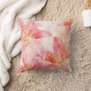 Elegante roze Waterverf Lily Floral Sierkussen