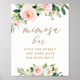 Elegante Roze Waterverf Mimosa Bar Poster