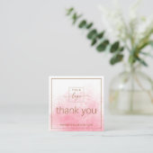 Elegante roze waterverf mini dank u invoegen kaart vierkante visitekaartje (Staand voorkant)