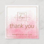 Elegante roze waterverf mini dank u invoegen kaart vierkante visitekaartje (Voorkant)