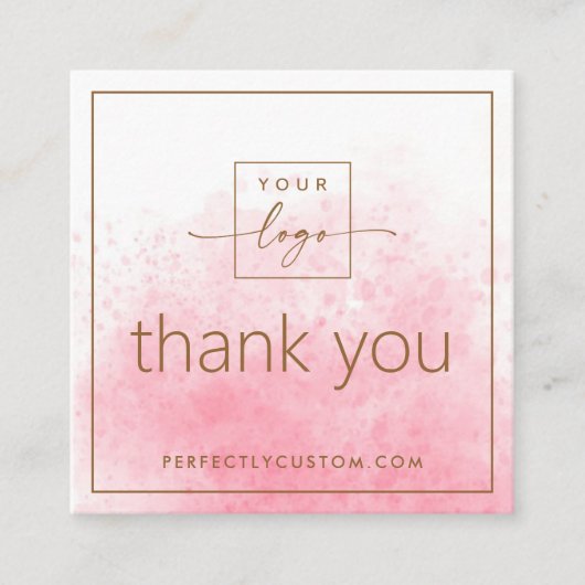 Elegante roze waterverf mini dank u invoegen kaart vierkante visitekaartje (Voorkant)