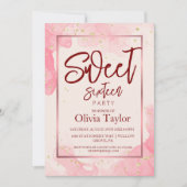 Elegante roze waterverf moderne script Sweet 16 Kaart (Voorkant)