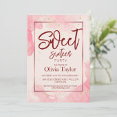 Elegante roze waterverf moderne script Sweet 16 Kaart (Staand voorkant)