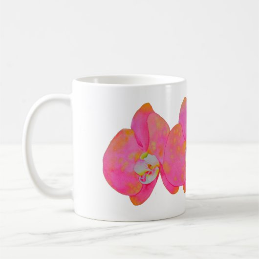 Elegante Roze waterverf Orchidee schilderij Koffiemok (Links)