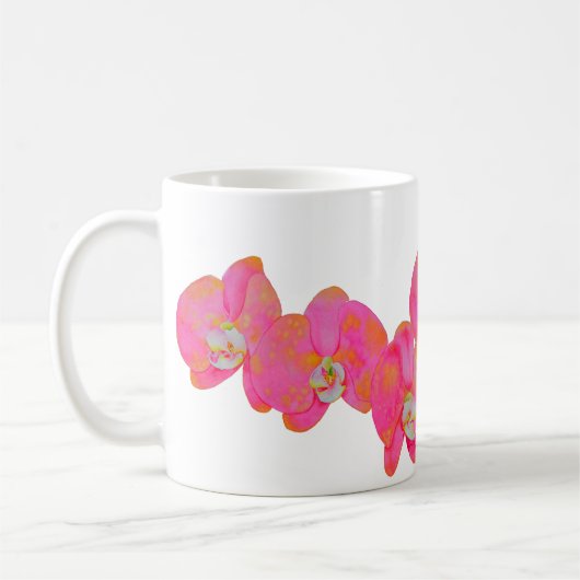 Elegante Roze waterverf Orchidee schilderij Koffiemok (Links)