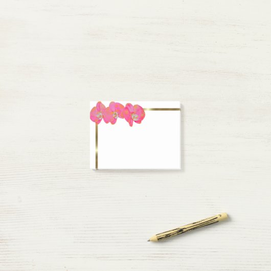 Elegante Roze waterverf Orchidee schilderij Post-it® Notes (Op bureau)