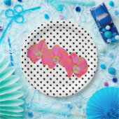 Elegante roze waterverf orchideeën | polka dots papieren bordje (Feest)