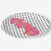 Elegante roze waterverf orchideeën | polka dots papieren bordje (Gekanteld)