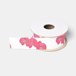 Elegante roze waterverf orchideeën tropische bloem grosgrain lint