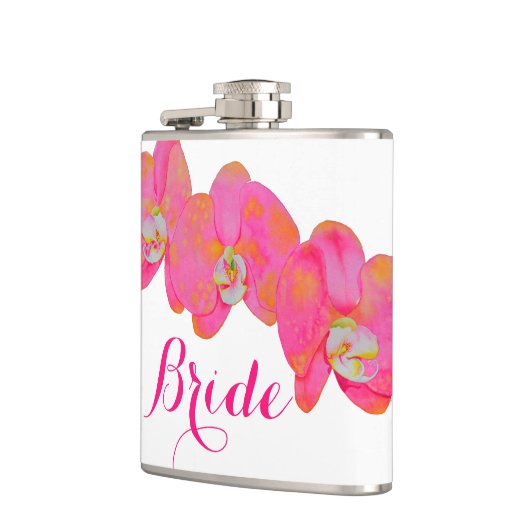 Elegante roze waterverf orchideeën tropische bloem heupfles (Links)