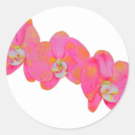 Elegante roze waterverf orchideeën tropische bloem ronde sticker