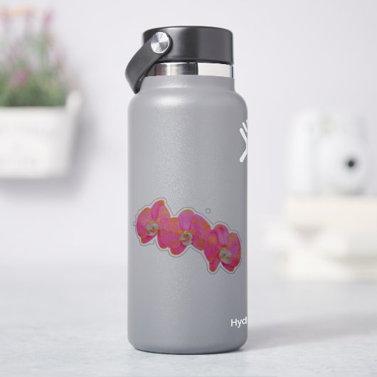 Elegante roze waterverf Orchideeën tropische bloem Sticker (HydroFlask)
