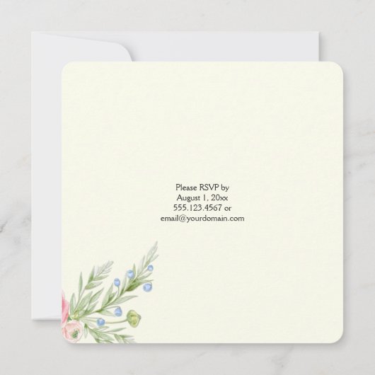 Elegante Roze Waterverf Papier Rozen Bruiloften Kaart (Achterkant)