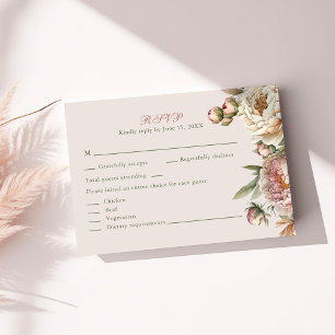 Elegante Roze Waterverf Pioenrozen RSVP Kaart