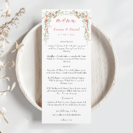 Elegante roze waterverf rozen Script Wedding Menu