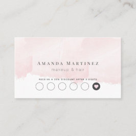 Elegante Roze Waterverf Salon Loyalty Kaart Visitekaartje