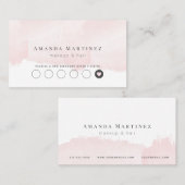 Elegante Roze Waterverf Salon Loyalty Kaart Visitekaartje (Voorkant / Achterkant)