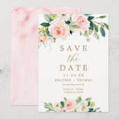 Elegante Roze Waterverf Save the Date Kaarten (Voorkant / Achterkant)