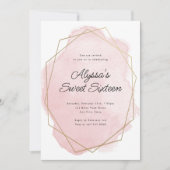 Elegante Roze Waterverf Sweet Sixteen Birthday Kaart (Voorkant)