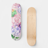  elegante roze waterverf trendy bloemen persoonlijk skateboard (Voorkant)