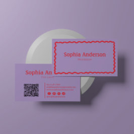 Elegante roze Wavy grens voor vrouwen | beroeps Visitekaartje