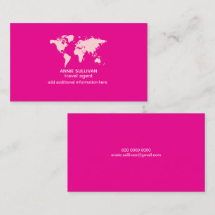Elegante Roze Wereldkaart Reisagent Visitekaartje