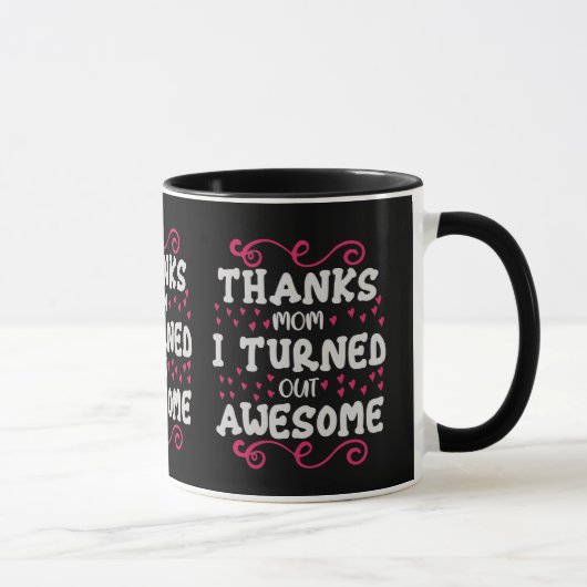 Elegante Roze Wervelpatroon Typografie Tweekleurig Mok (Rechts)