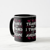 Elegante Roze Wervelpatroon Typografie Tweekleurig Mok (Voorkant links)