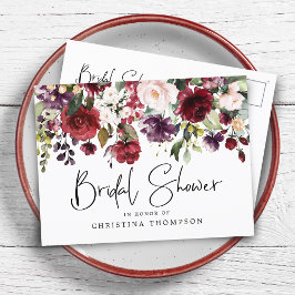 Elegante Roze Wijn Bloemige Bruiloft Feest Uitnodi Uitnodiging Briefkaart