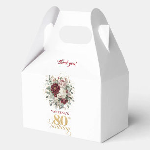 Elegante Roze Wijnkleurige Favor Doos voor 80ste V Bedankdoosjes