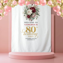 Elegante Roze Wijnrode 80e Verjaardag Achtergrond