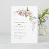 Elegante Roze Wildbloem Bloemige Trouw Kaart (Staand voorkant)