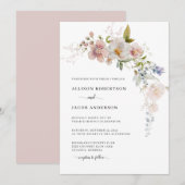 Elegante Roze Wildbloem Bloemige Trouw Kaart (Voorkant / Achterkant)