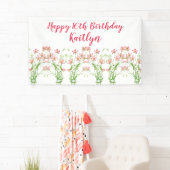 Elegante Roze Wildbloemen 16e verjaardag Persoonli Spandoek (Insitu)