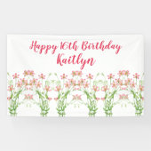 Elegante Roze Wildbloemen 16e verjaardag Persoonli Spandoek (Horizontaal)