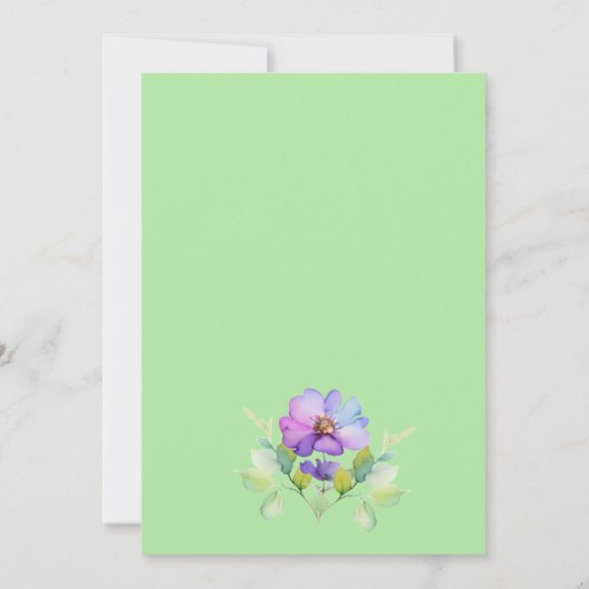 Elegante roze wilde bloem baby meisje baby kaart (Achterkant)