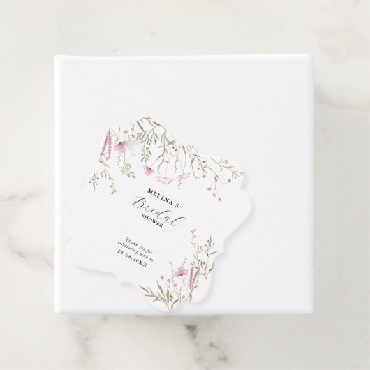 Elegante Roze Wilde Bloem Bruidsbruiloft Bedankjes Labels (In situ)