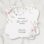 Elegante Roze Wilde Bloem Bruidsbruiloft Bedankjes Labels (Voorkant)