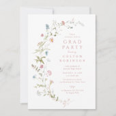 Elegante Roze Wilde Bloem Rustieke Boho Afstudeerf Kaart (Voorkant)