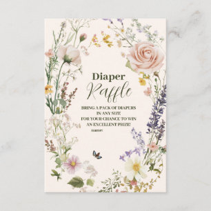 Elegante Roze Wilde Bloem Rustieke Boho Luier Raff Informatiekaartje