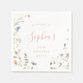 Elegante roze wilde bloem rustieke Boho verjaardag Servet (Voorkant)